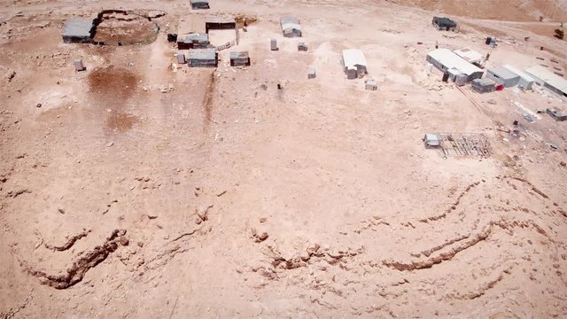Bedouin Camp Close to Israeli City Maale Adumim Aerial Drone footage over Bedouin outpost Close to Israeli City Maale Adumim Aerial