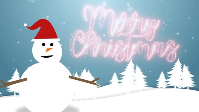 Merry Christmas 2020, Happy new year ,Winter landscape with snowman	