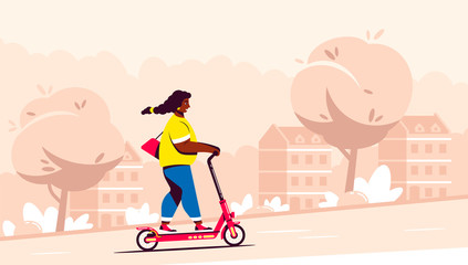 Woman riding scooter