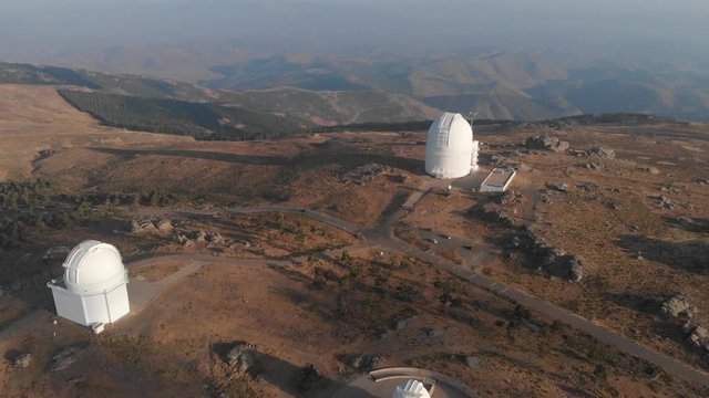 aerial view in an astronomical observatory, calar alto, Almeria.