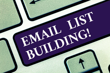 Text sign showing Email List Building. Conceptual photo allows distribution of information...