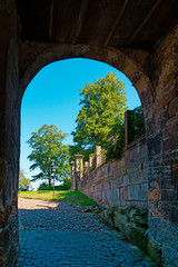 gate and path to castle Bentheim in  Bad Bentheim, Germany