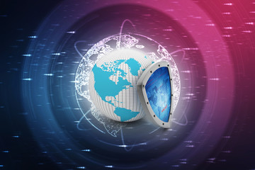 3d illustration Security concept - shield 