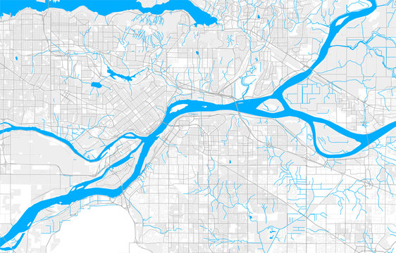 Rich detailed vector map of Surrey, British Columbia, Canada