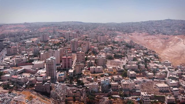 Arab Town Aerial view Drone footage over west bank Palestinian city al-Azariya
