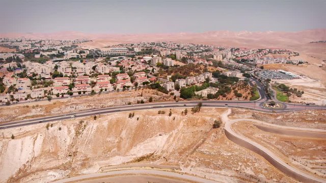 Maale Adumim City Aerial View Drone Footage over Israeli City Maale Adumim,Israel
