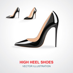 High heels shoes set. Realistic high heels shoes vector illustrations isolated on white background.