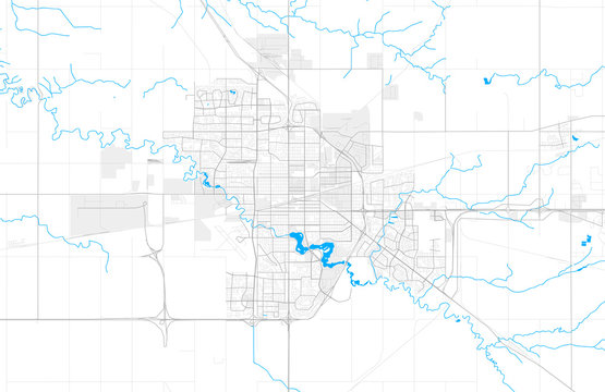 Rich detailed vector map of Regina, Saskatchewan, Canada