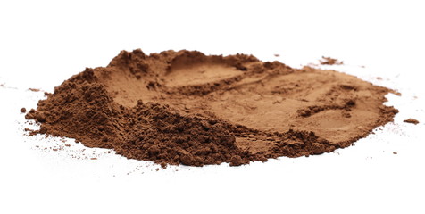 Fototapeta na wymiar Cocoa powder pile isolated on white background