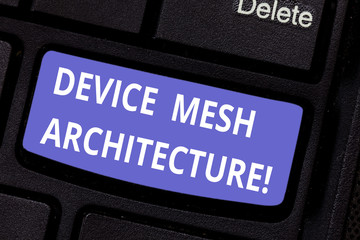 Word writing text Device Mesh Architecture. Business concept for Digital business technology platform coordination Keyboard key Intention to create computer message pressing keypad idea
