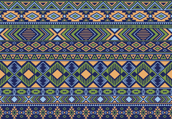 Chic indian tribal motifs clothing fabric textile print traditional design with triangle and rhombus shapes.
