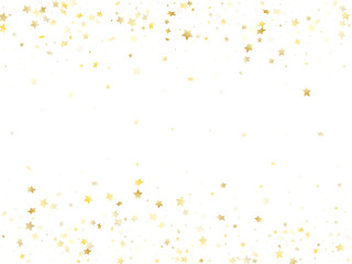 Flying gold star sparkle vector with white background.