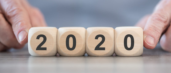 New year 2020 on wooden cubes