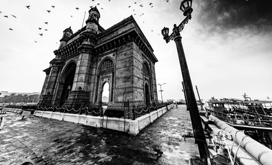 Monochrome snapshot of iconic gateway of India, Mumbai, India