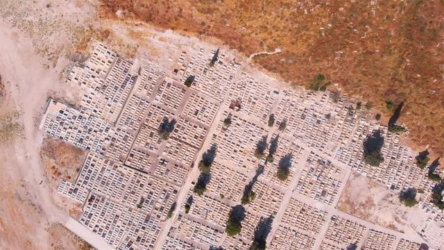 Zefat Cemetary Aerial flight view Drone footage over Zefat old Cemetary, Israel