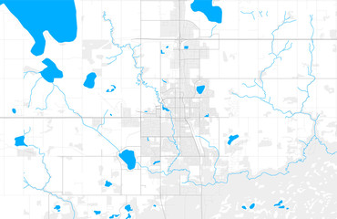 Rich detailed vector map of Grande Prairie, Alberta, Canada