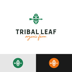 Simple Vintage Modern Leaf Arrow Country Farm Land logo design
