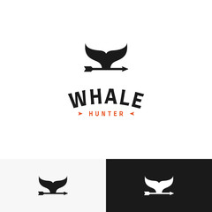Vintage Simple Classic Whale Fin Hunter Arrow Spear logo design