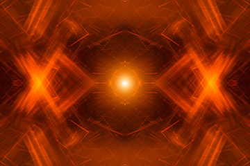 The sparkle of the flames in the dark background.