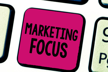 Writing note showing Marketing Focus. Business photo showcasing understanding your customers and thier needs using stats.