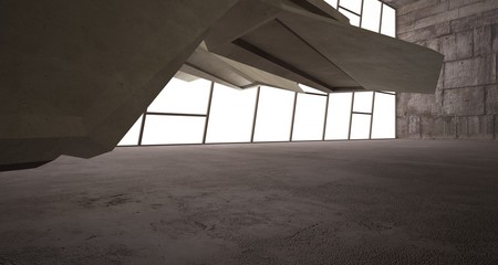 Fototapeta premium Abstract architectural brown and beige concrete interior of a minimalist house. 3D illustration and rendering
