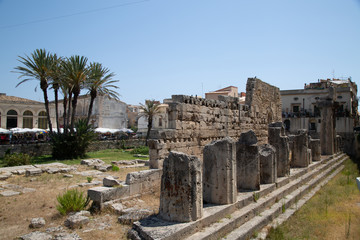 The Temple of Apollo on Ortygia (Ortigia) Island. Sicily, Italy