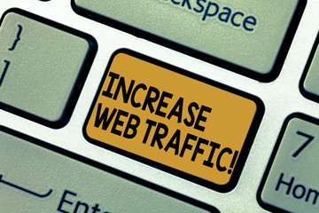 Word writing text Increase Web Traffic. Business concept for Boost the amount of data transmitted by site visitors Keyboard key Intention to create computer message pressing keypad idea