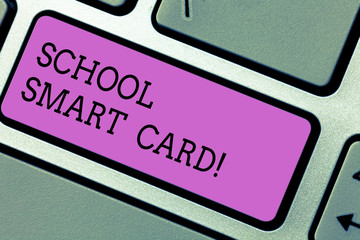 Conceptual hand writing showing School Smart Card. Business photo text integrated circuit card to give access children enter Keyboard key Intention to create computer message idea