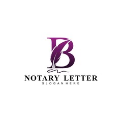 Initial letter B logo with Feather Luxury gold.