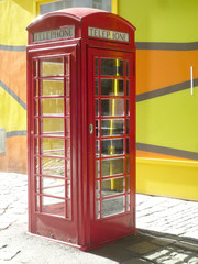 traditional red thelephone box in a urban city
