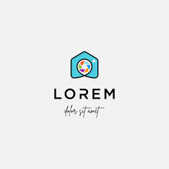 Camera Home Logo Template Vector Icon Design