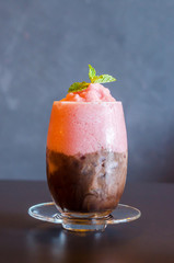Chocolate and strawberry smoothie.