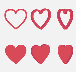 Heart 3d isometric vector set. Heart 3d elrment. Heart 3d sign