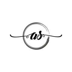 Obraz premium AS initial handwriting logo template round logo in watercolor color with handwritten letters in the middle. Handwritten logos are used for, weddings, fashion, jewelry, boutiques, flowers, and business
