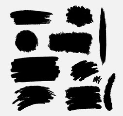 Brush strokes bundle. Vector paintbrush set. Dirty distress texture banners