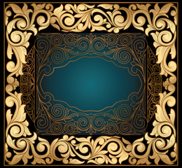 Golden ornate decorative vintage frame