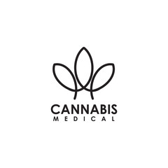 Cannabis leaf medical logo design vector template