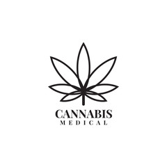 Cannabis leaf medical logo design vector template