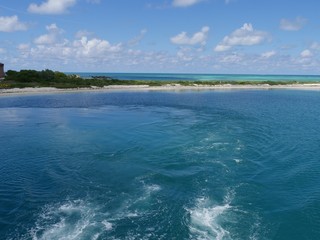 Crystal blue waters of beautiful beaches at the Dry Tortugas National Park, Florida.