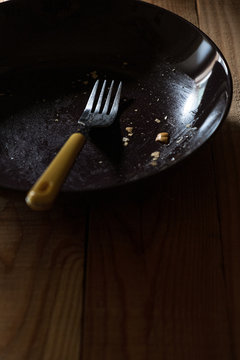empty plate dirty with crumbs