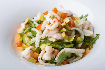 Freshly cooked seafood salad