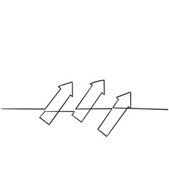 continuous line drawing of multiple arrows handdrawn style