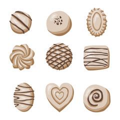 White chocolate candies isolated illustration