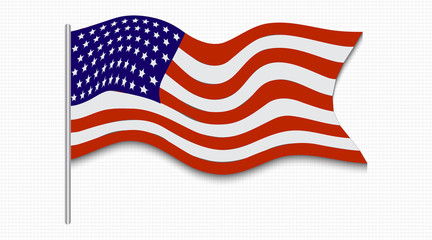 United states flag. patriot day background. september 9, american flag fluttering. waving flag. vector illustration element