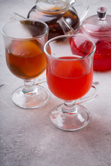 Transparent tea cup with red berry