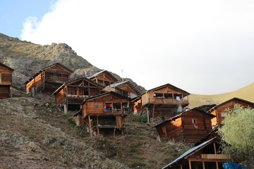 village houses in the forest .artvin turkey