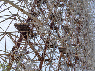 CHERNOBYL, UKRAINE-AUGUST 20, 2019: Detail of Radar Duga-1 Soviet Over-the-horizon radar, or OTH (sometimes called beyond the horizon, or BTH) 