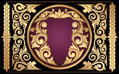 Golden ornate vintage decorative card