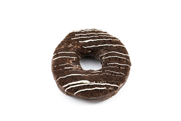 Chocolate donut on white background