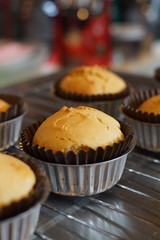 Home made Banana cup cake on a plate.